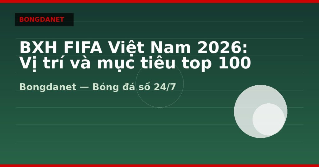 BXH FIFA Việt Nam 2026: Vị trí và mục tiêu top 100 — bxh fifa viet nam 2026 | Bongdanet